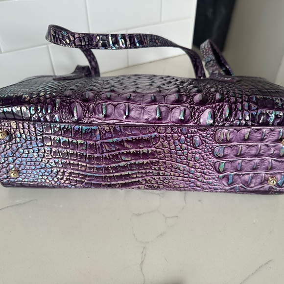 Brahmin Tonya Iridescent Passion Purple Croc-Embossed Leather Tote - Picture 4 of 6